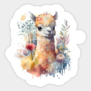 Whimsical Watercolor Llama - Playful and Colorful Illustration Sticker